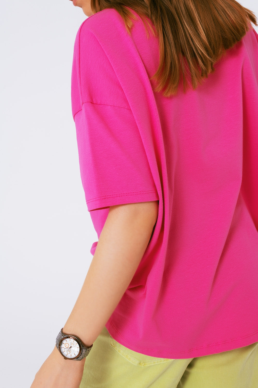 camiseta fuxia holgada con osito coloreado Q2