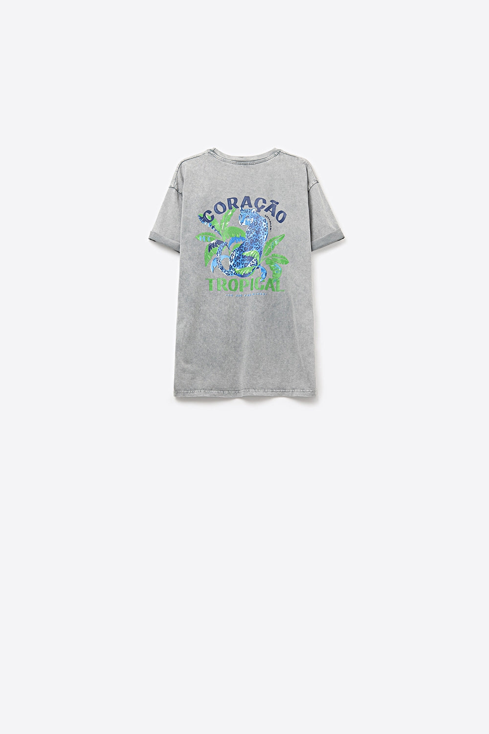 Camiseta gris hecha en Italia con estampado gráfico tropical Q2
