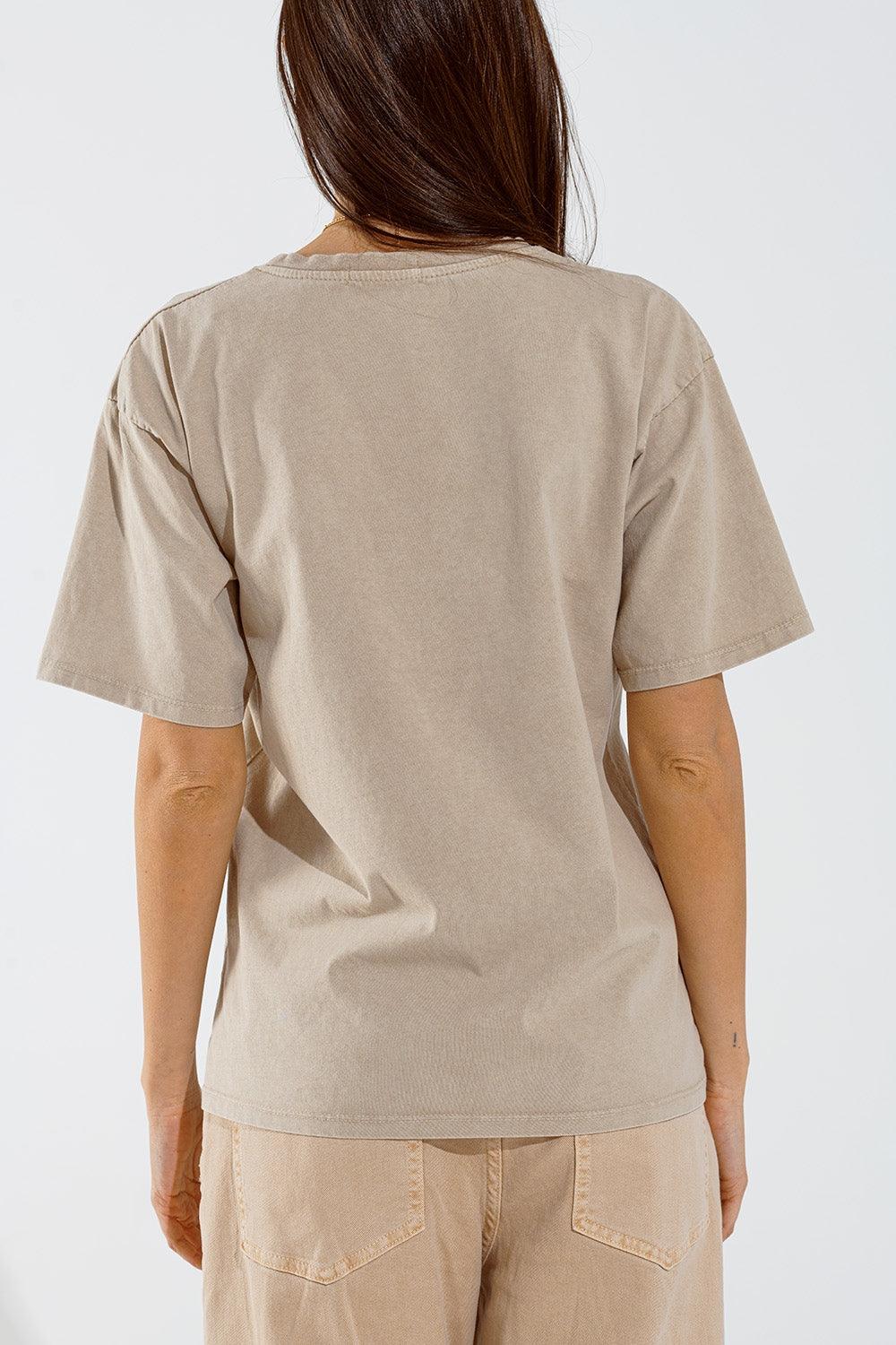 Camiseta Hawaii Efecto Lavado Beige Q2
