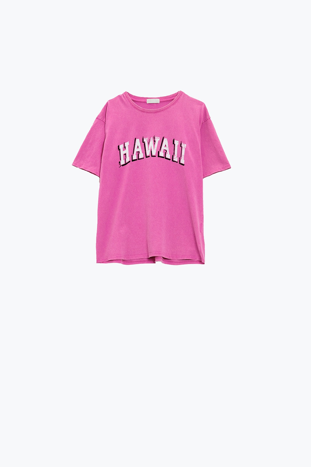 Camiseta Hawaii Efecto Lavado En Fuschia Q2