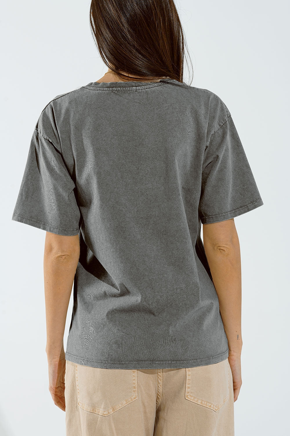Camiseta Hawaii Efecto Lavado Gris Q2