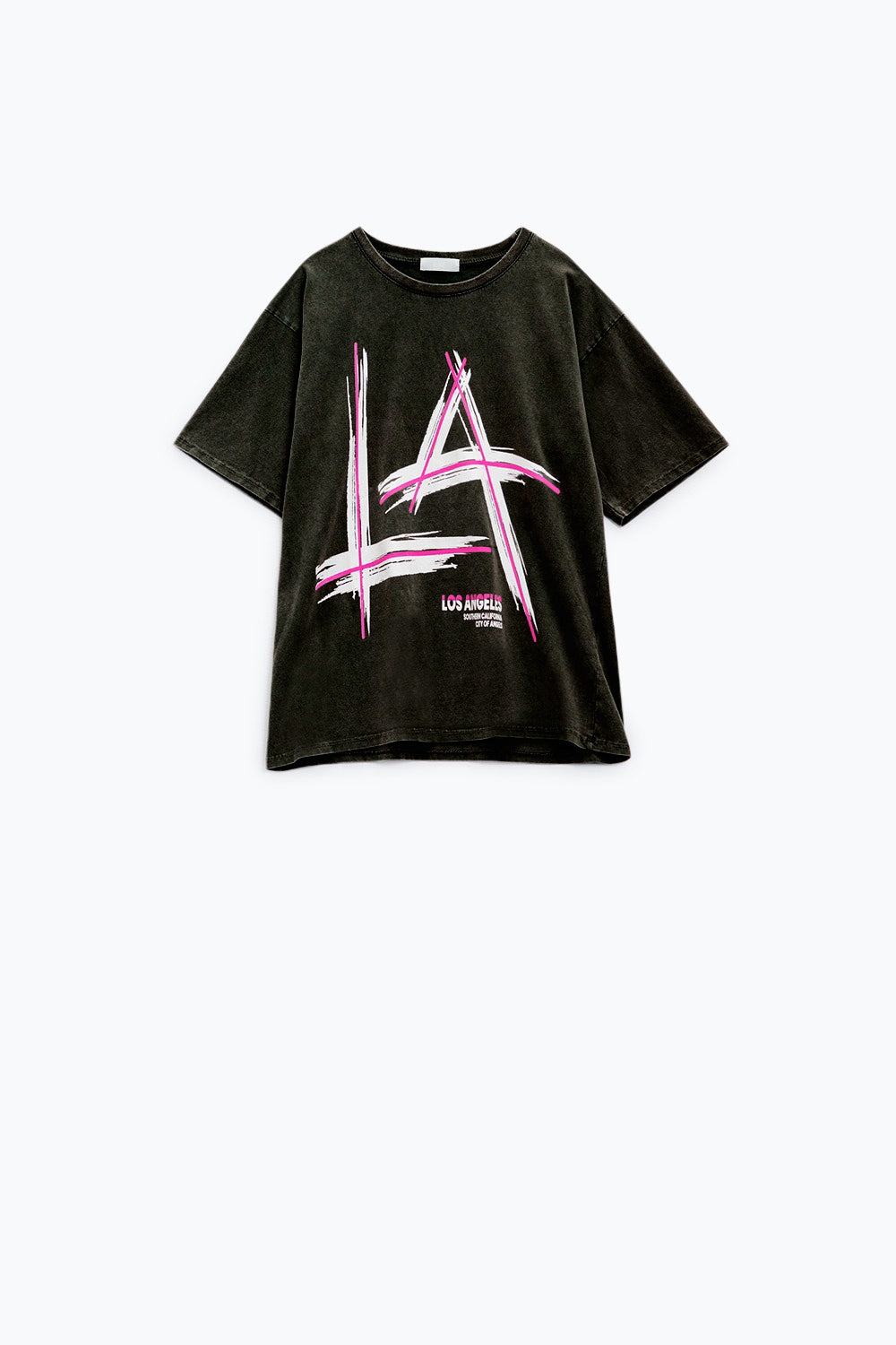 Camiseta holgada negra estampada logo LA Los Angeles Q2