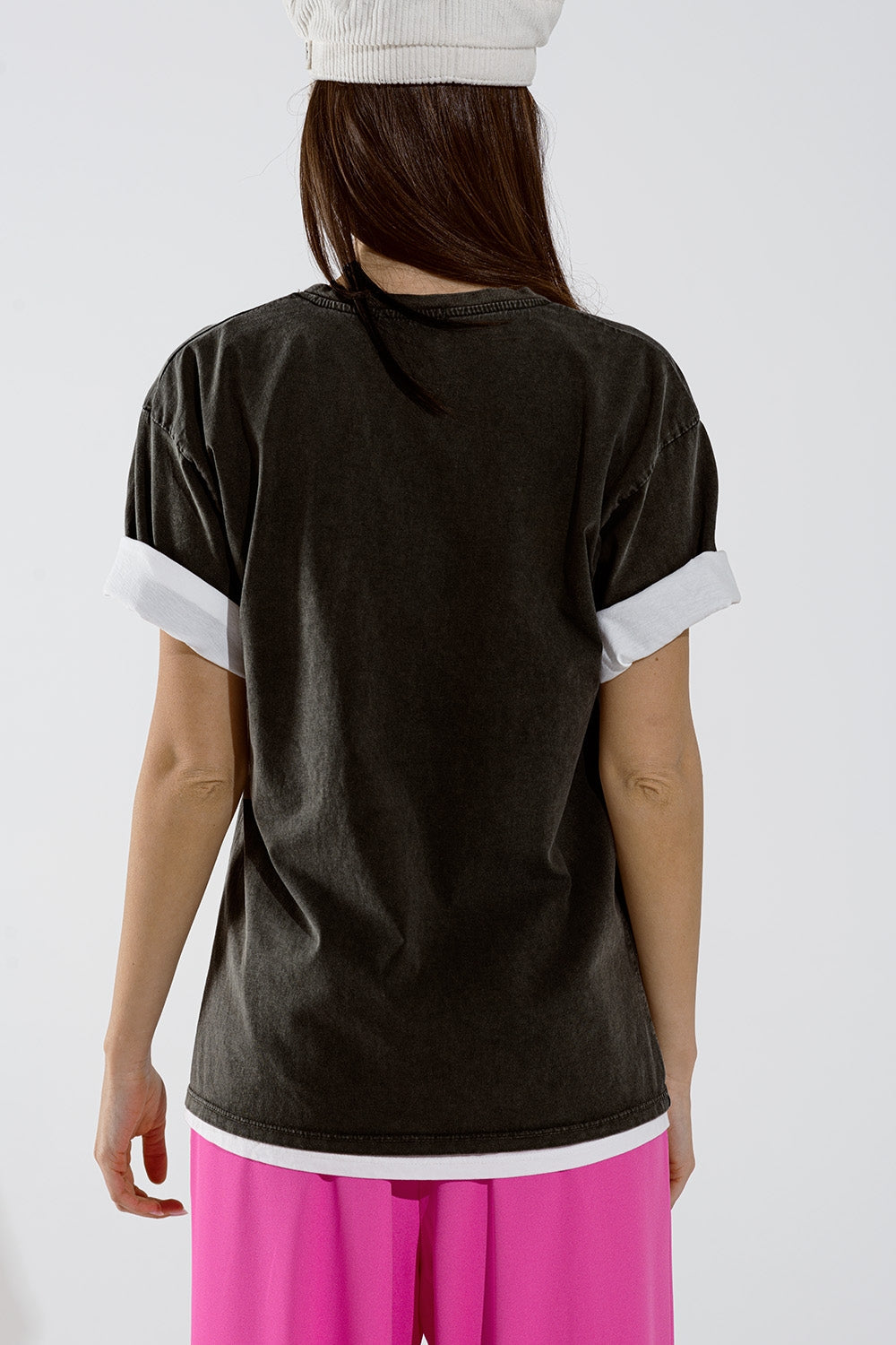 Camiseta holgada negra estampada logo LA Los Angeles Q2