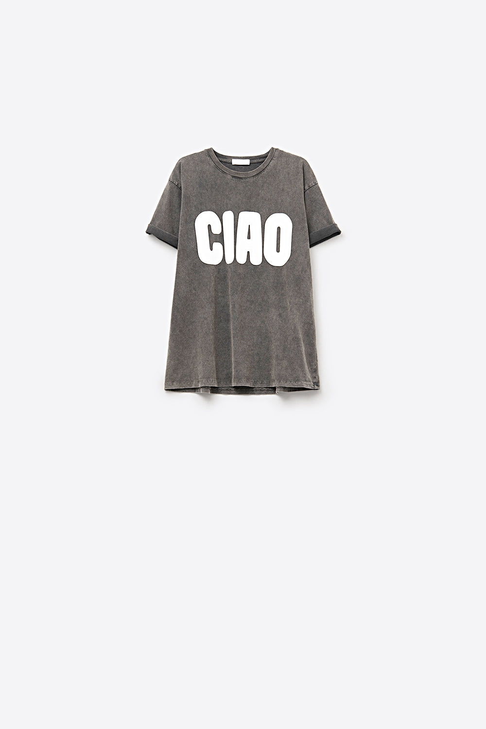 Camiseta relajada negra lavada CIAO con letras blancas Q2