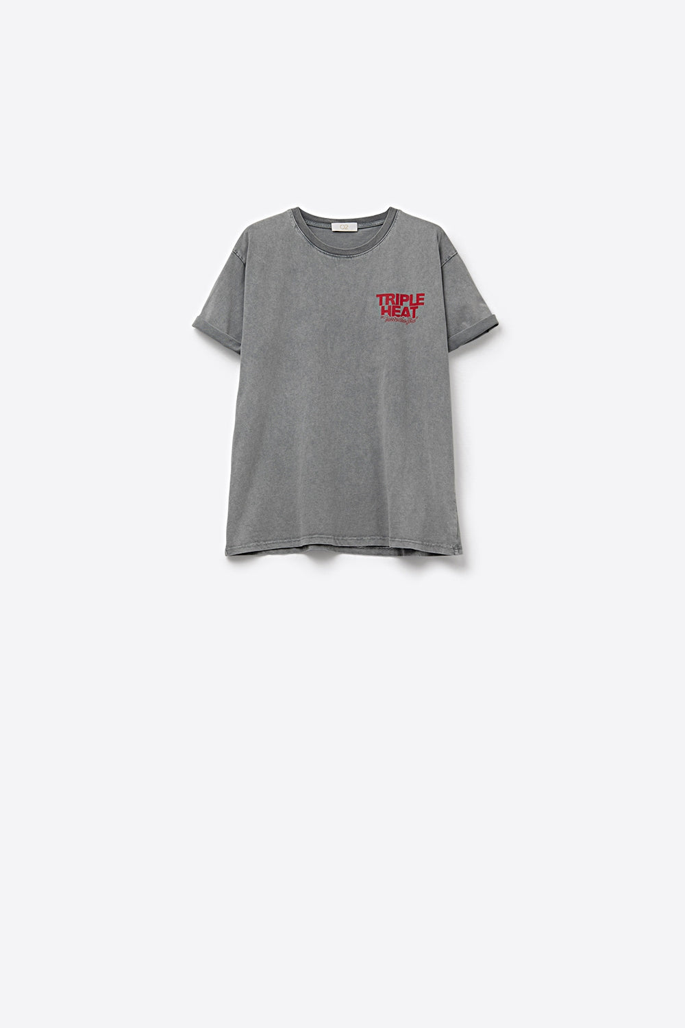 Camiseta relaxed fit gris lavada de manga corta TRIPLE HEAT LOGO Q2