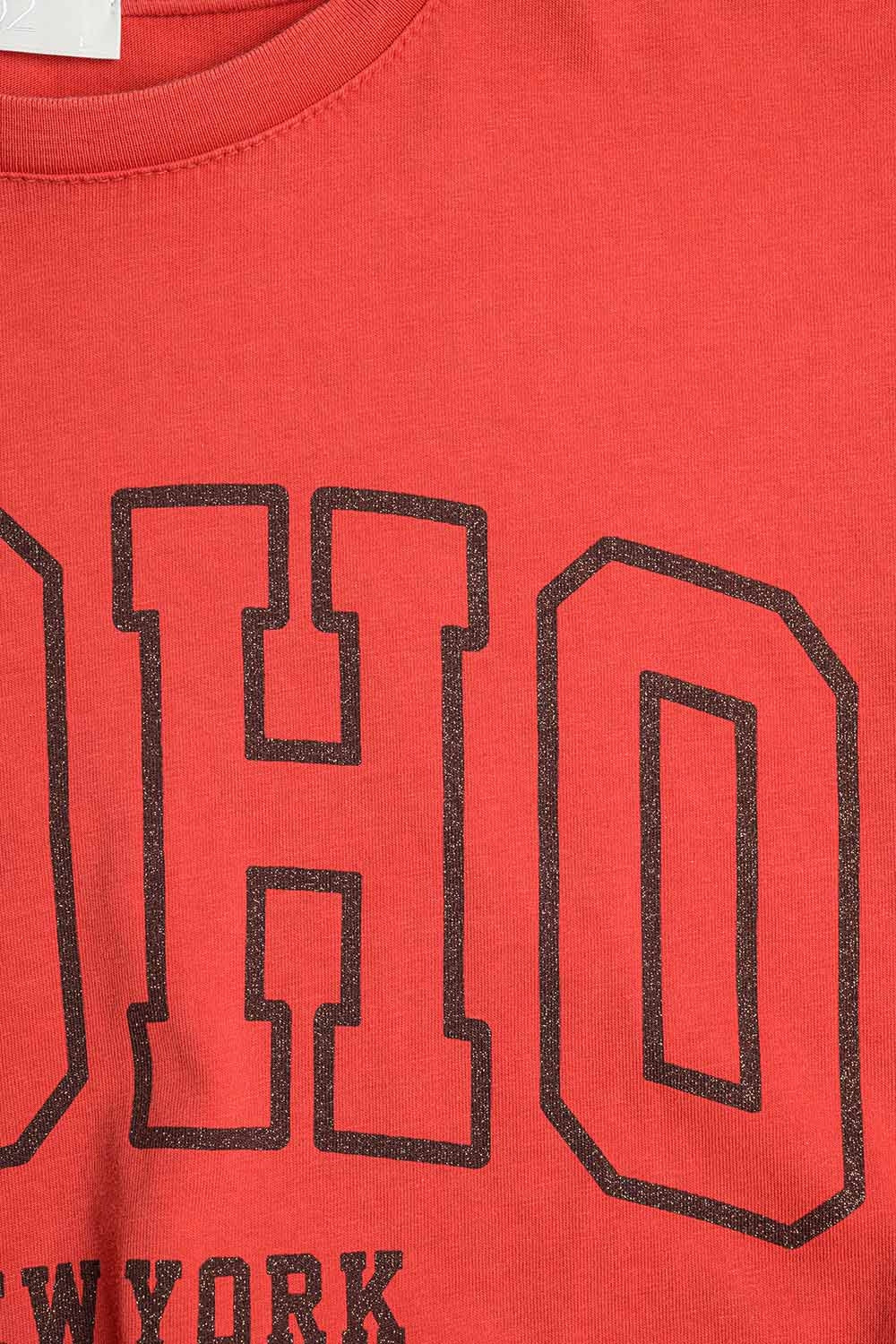 Camiseta roja oversize con Soho New York en la parte delantera Q2