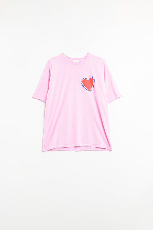 Q2 Camiseta Rosa Con Amor es un Beso en la Frente