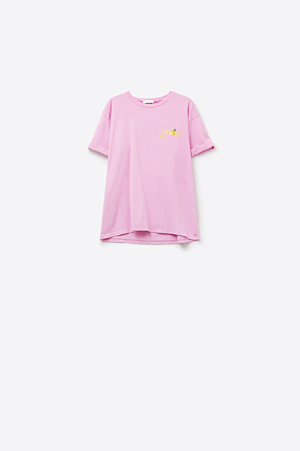 Camiseta rosa con gráfico de limón hecha en Italia Q2