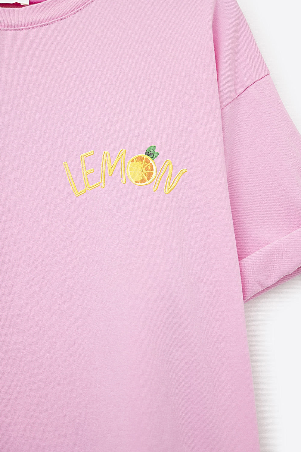 Camiseta rosa con gráfico de limón hecha en Italia Q2