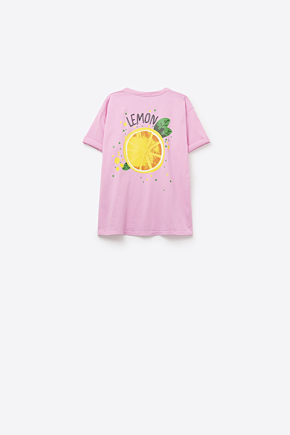 Camiseta rosa con gráfico de limón hecha en Italia Q2