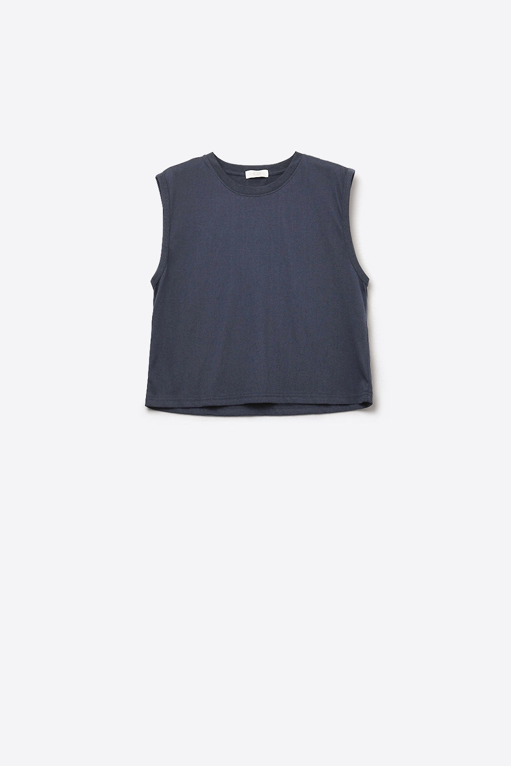 Camiseta sin mangas de algodón azul marino Q2