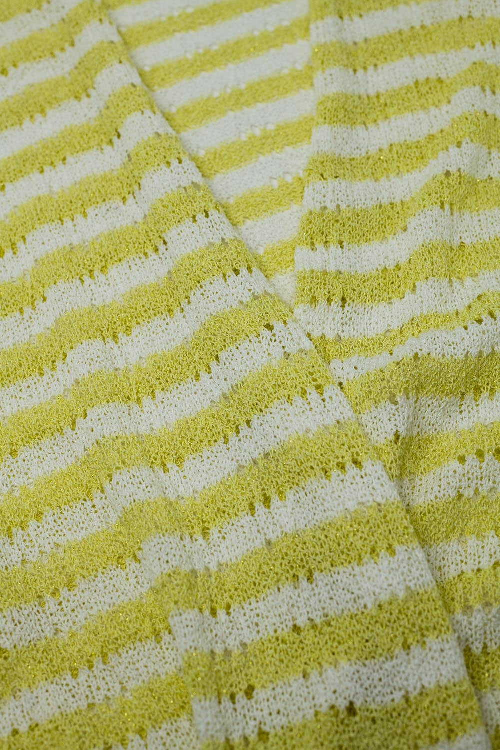 Cárdigan Amarillo Estilo Boho Con Punto Pointelle A Rayas Y Detalles De Flecos Q2