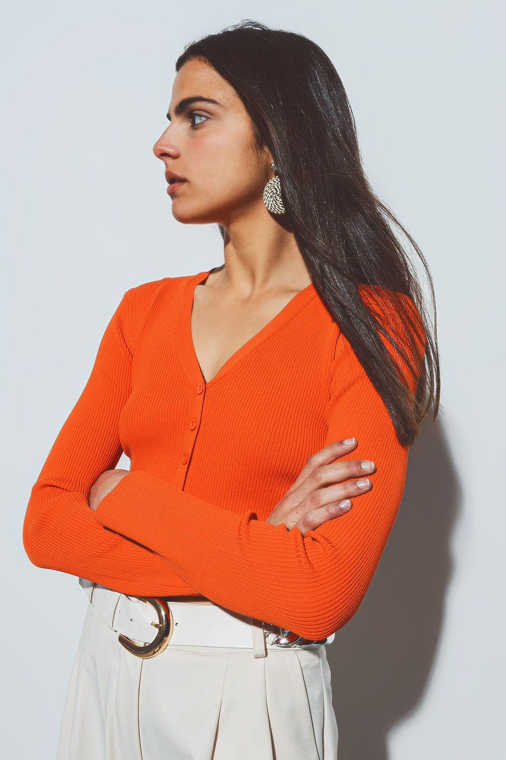 cardigan corta de canale en naranja Q2