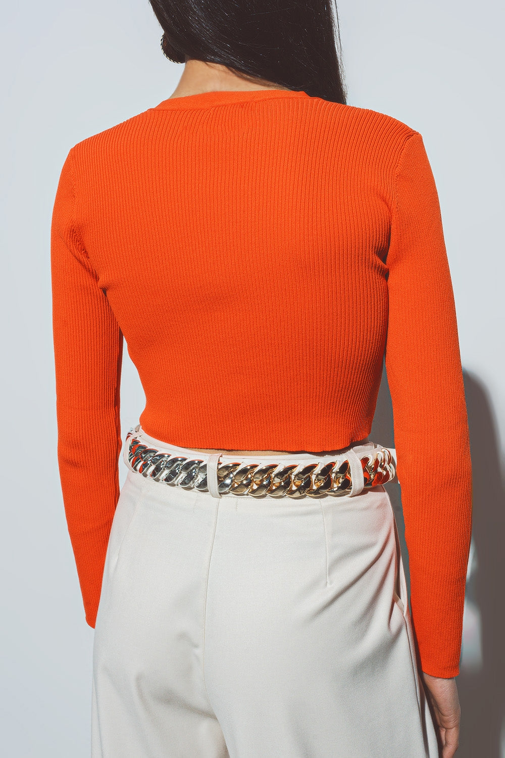 cardigan corta de canale en naranja Q2