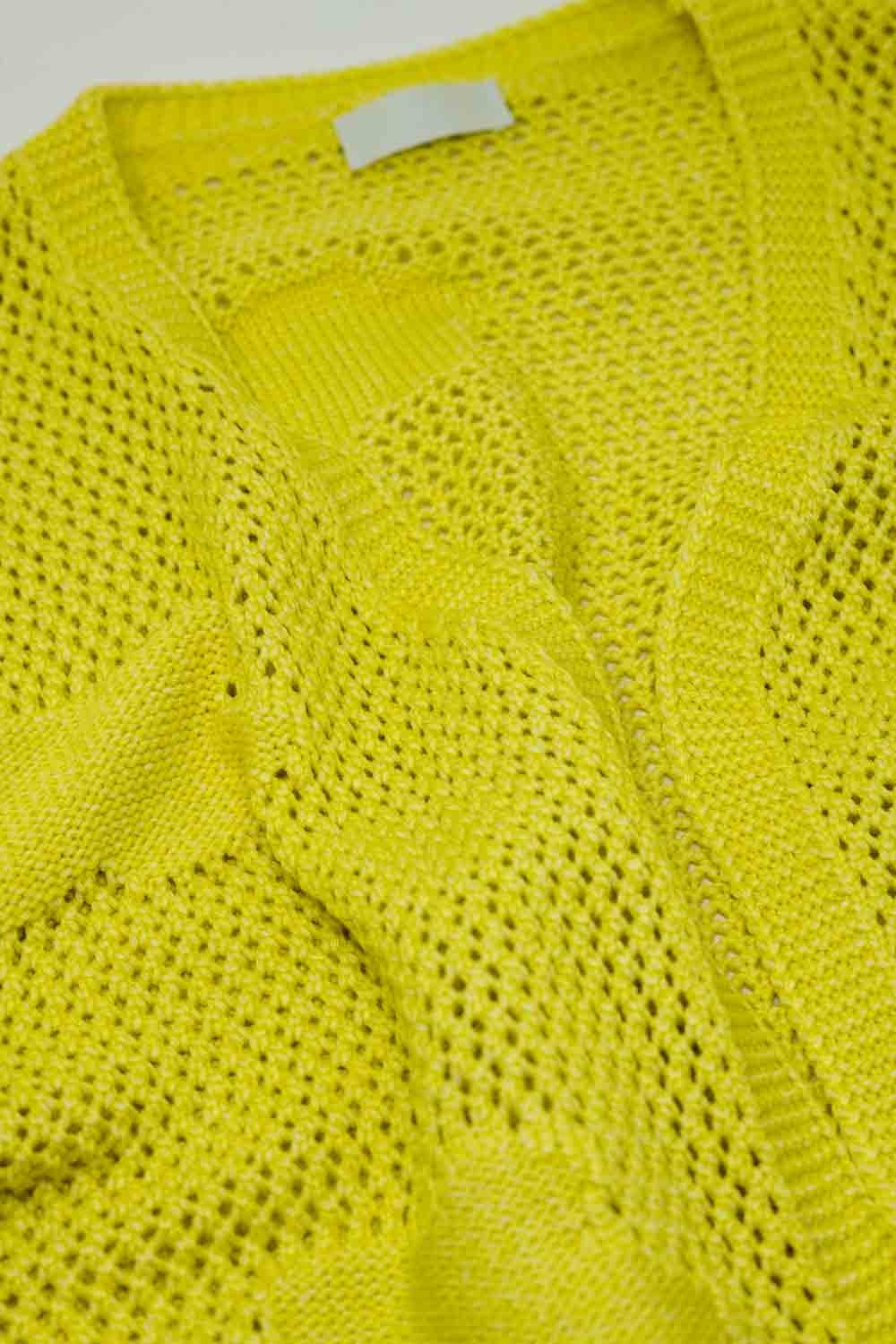 Cárdigan De Punto De Crochet Con Nubes De Punto En Amarillo Q2