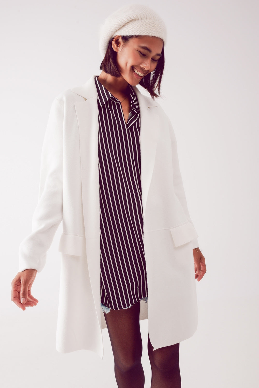 Cardigan extra grande en crudo con solapas Q2