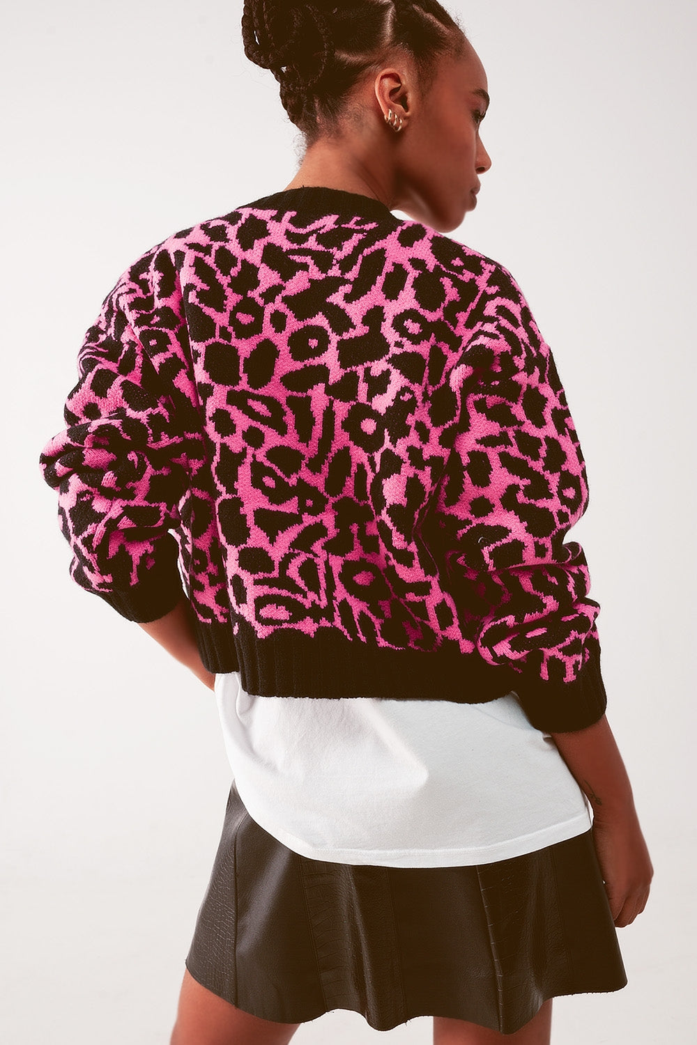 Cardigan fucsia con diseño animal Q2