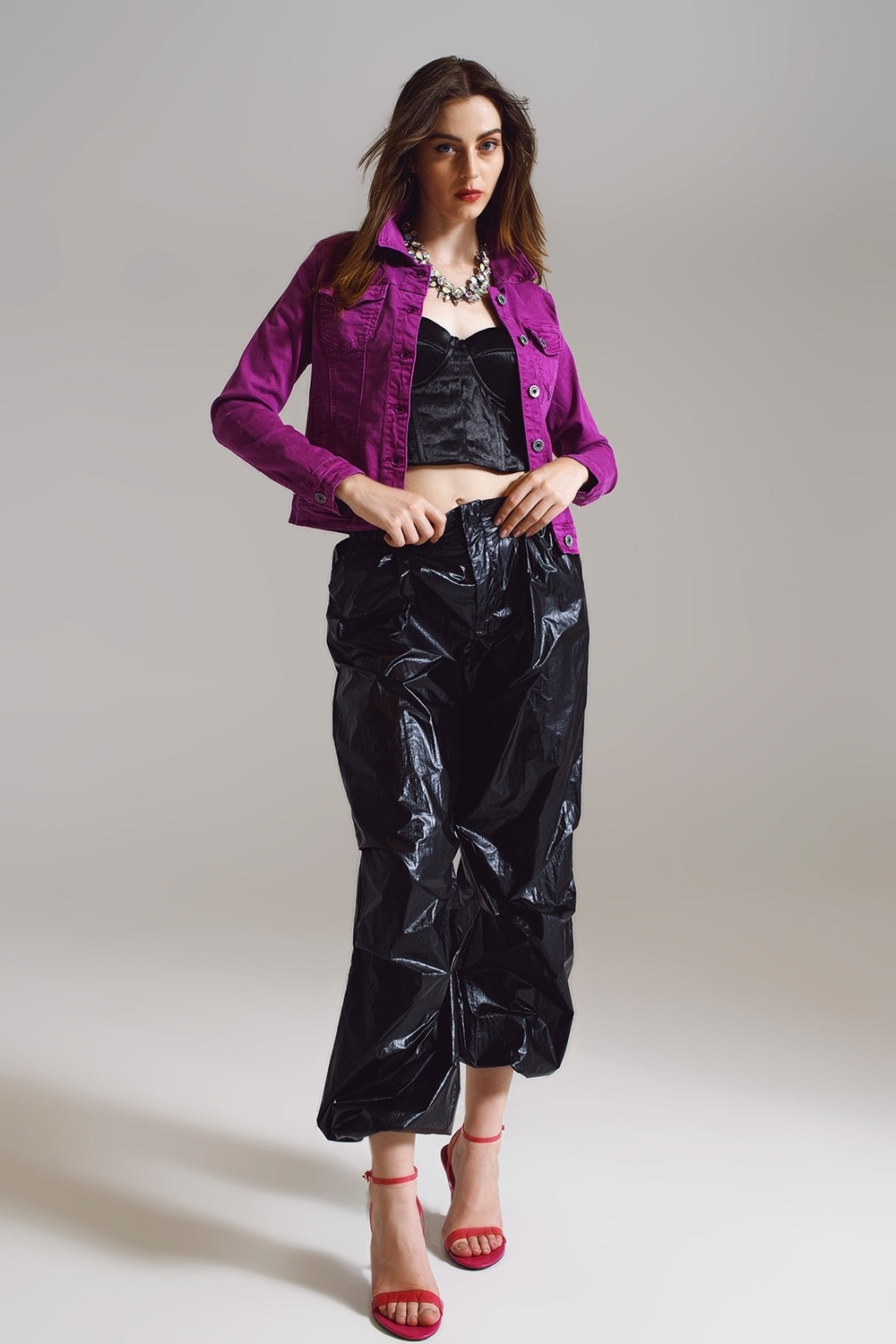 Cazadora vaquera slim en magenta Q2