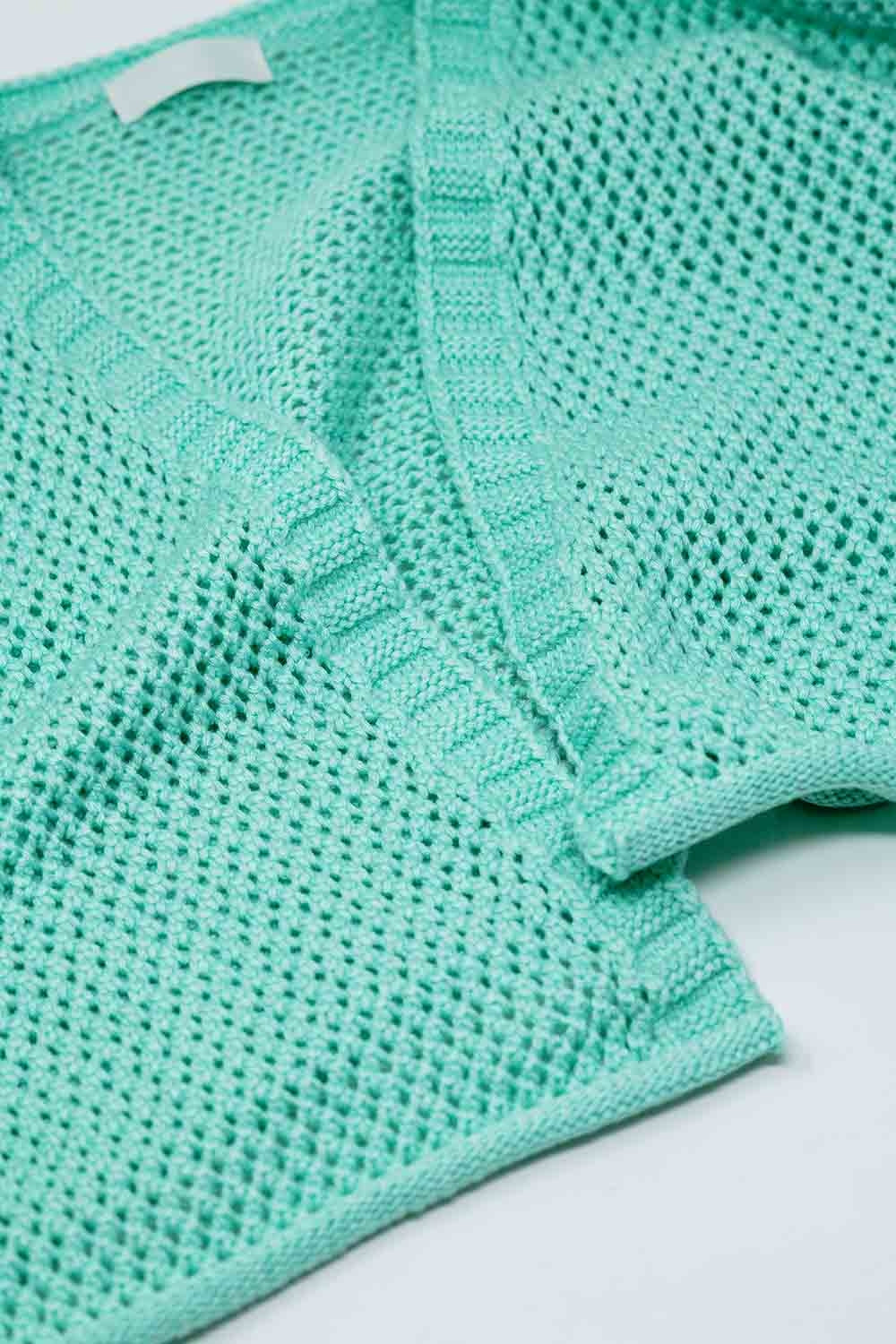 Chaqueta básica de ganchillo en color menta Q2