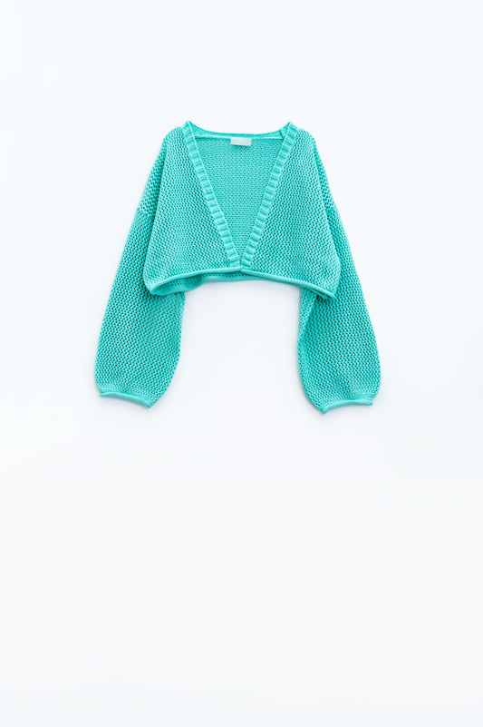 Q2 Chaqueta básica de ganchillo en color menta