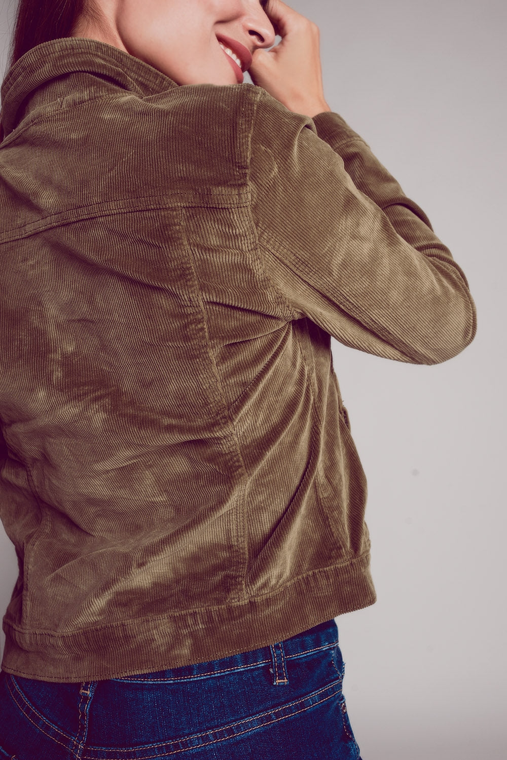 Chaqueta de cordón cropped caqui Q2