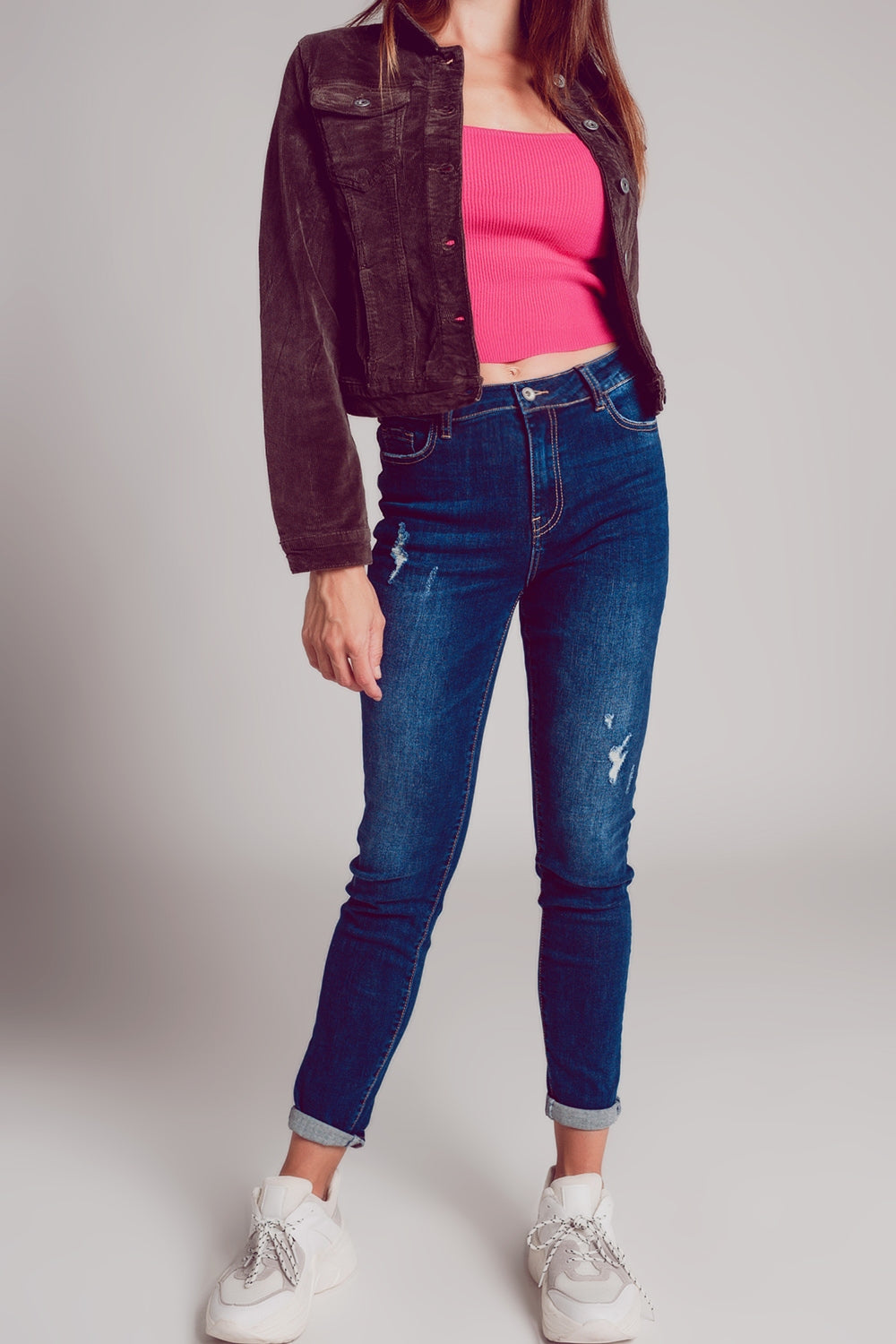 Chaqueta de pana de color marron Q2
