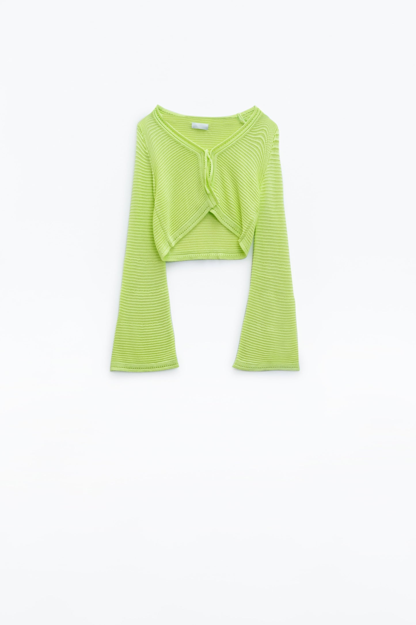 Chaqueta de punto de manga larga en verde lima con detalle de nudo Q2