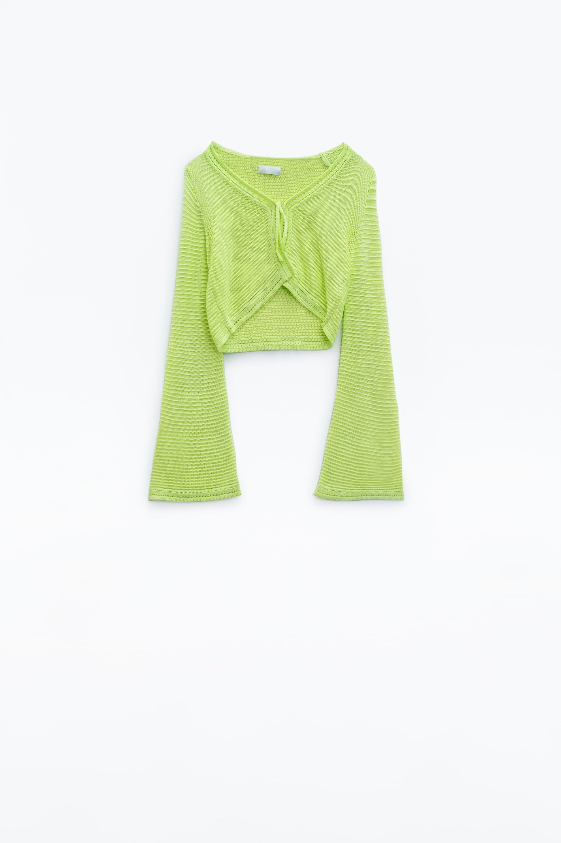 Chaqueta de punto de manga larga en verde lima con detalle de nudo Q2