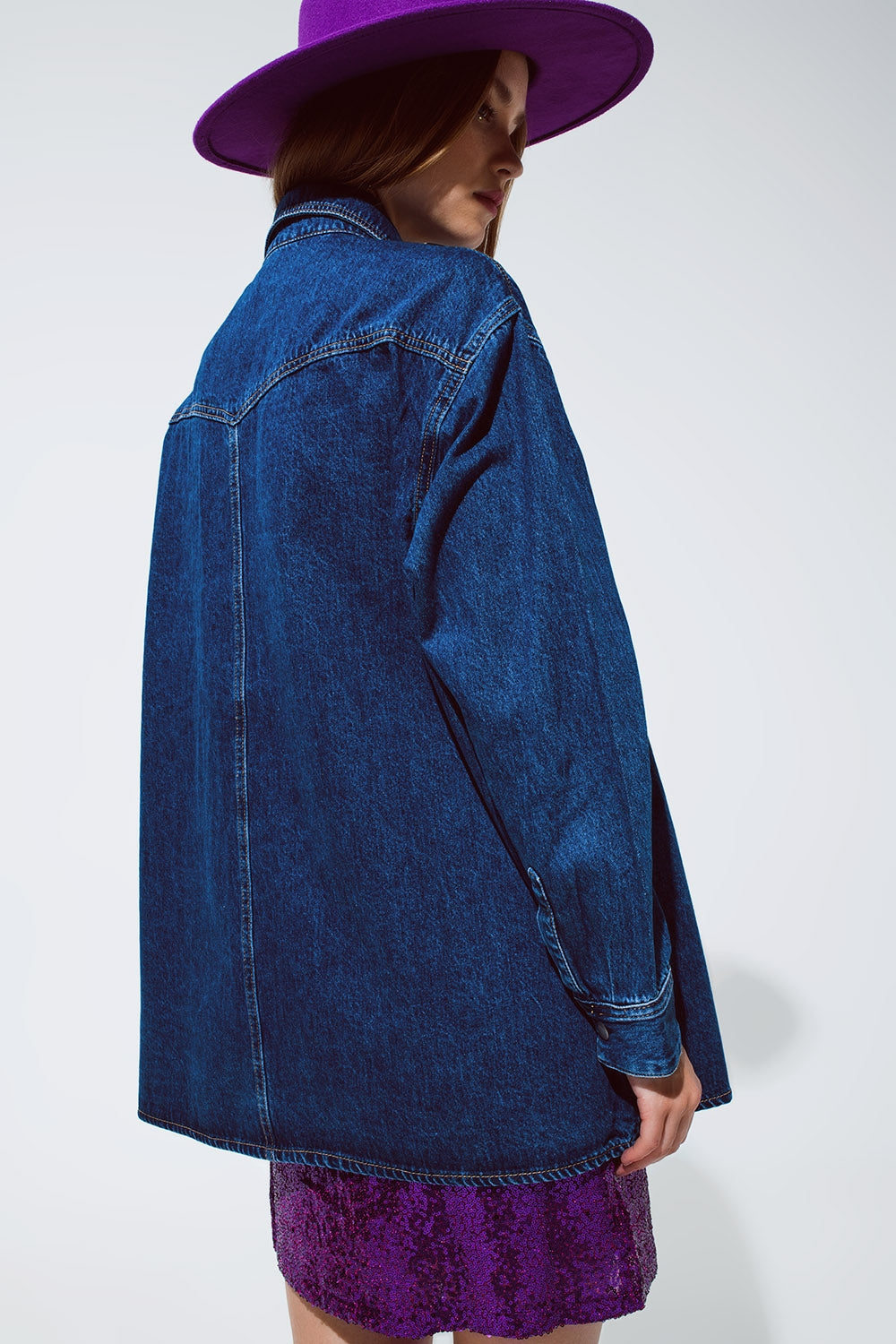 Chaqueta en denim cargo extragrande Q2