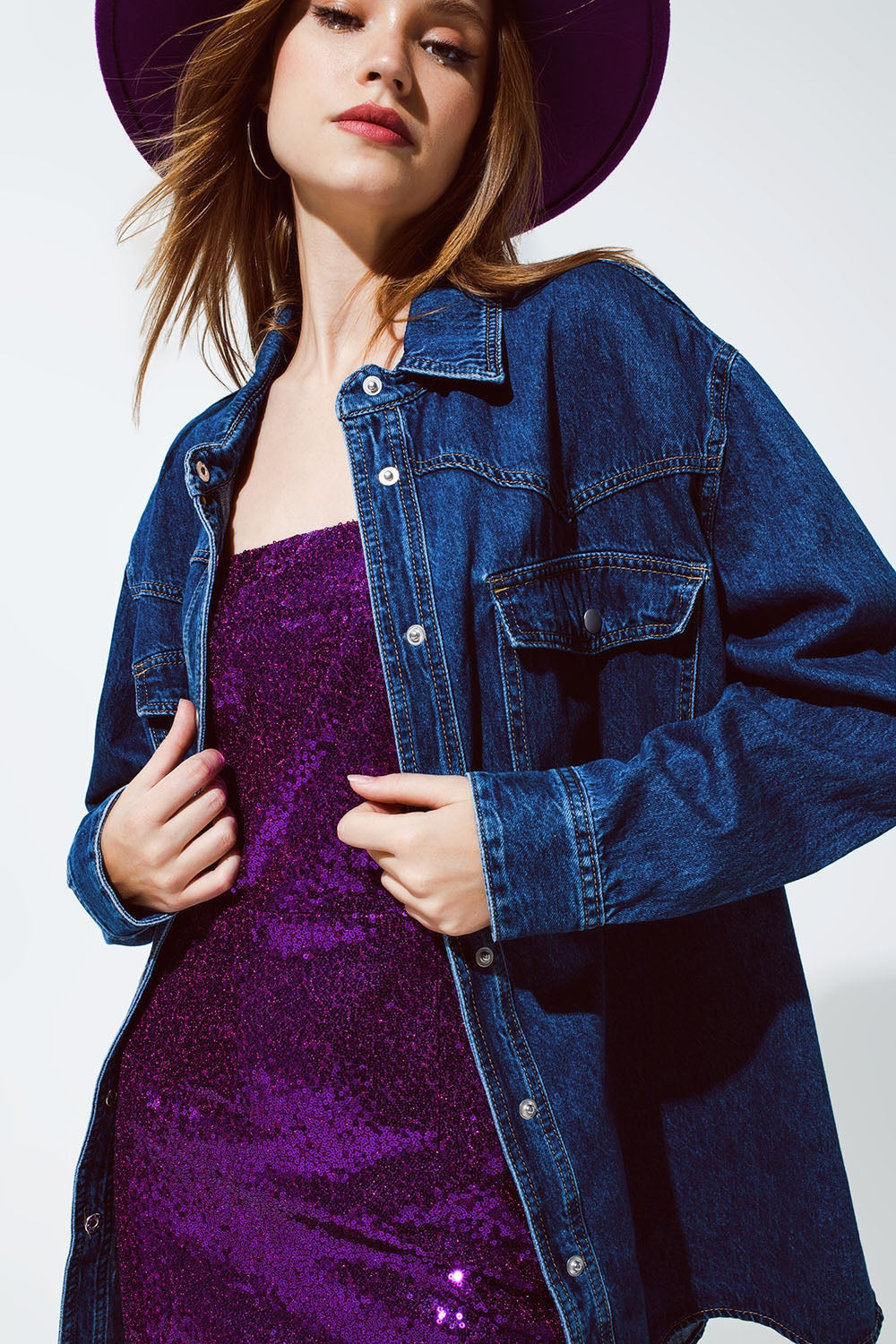 Chaqueta en denim cargo extragrande Q2