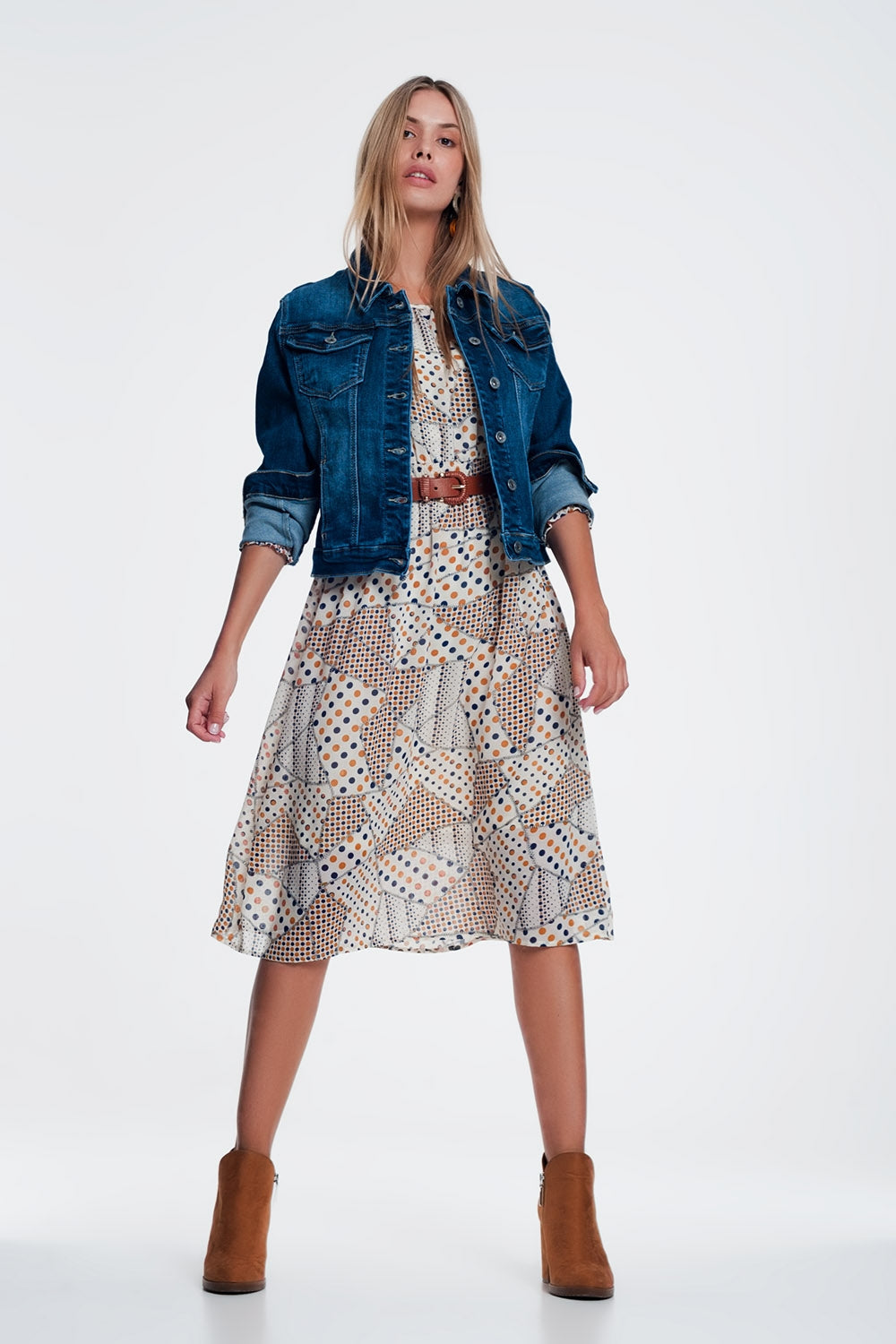 Chaqueta vaquera ajustada estilo western con lavado medio Q2