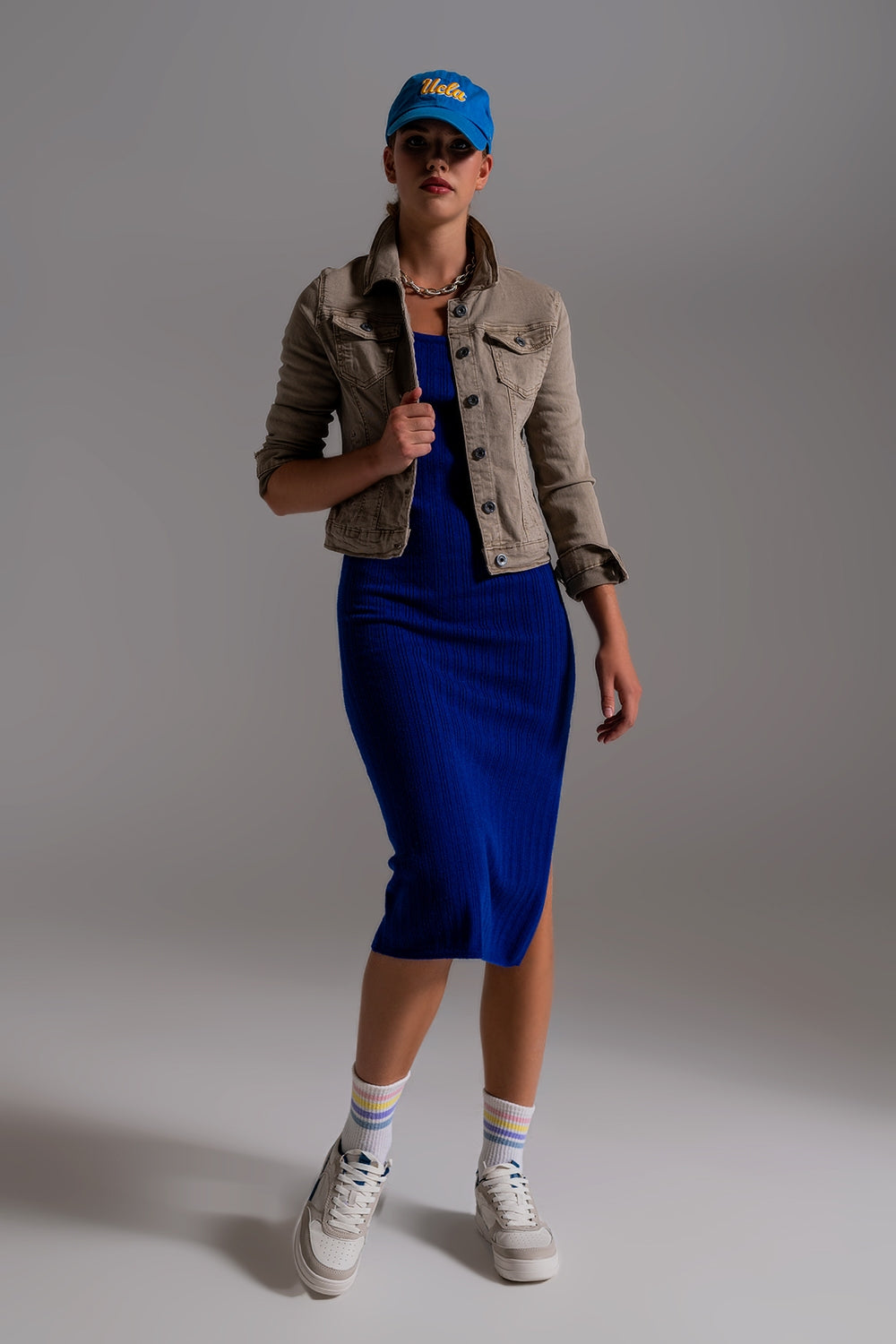 Chaqueta vaquera básica con bolsillos en Beige Q2