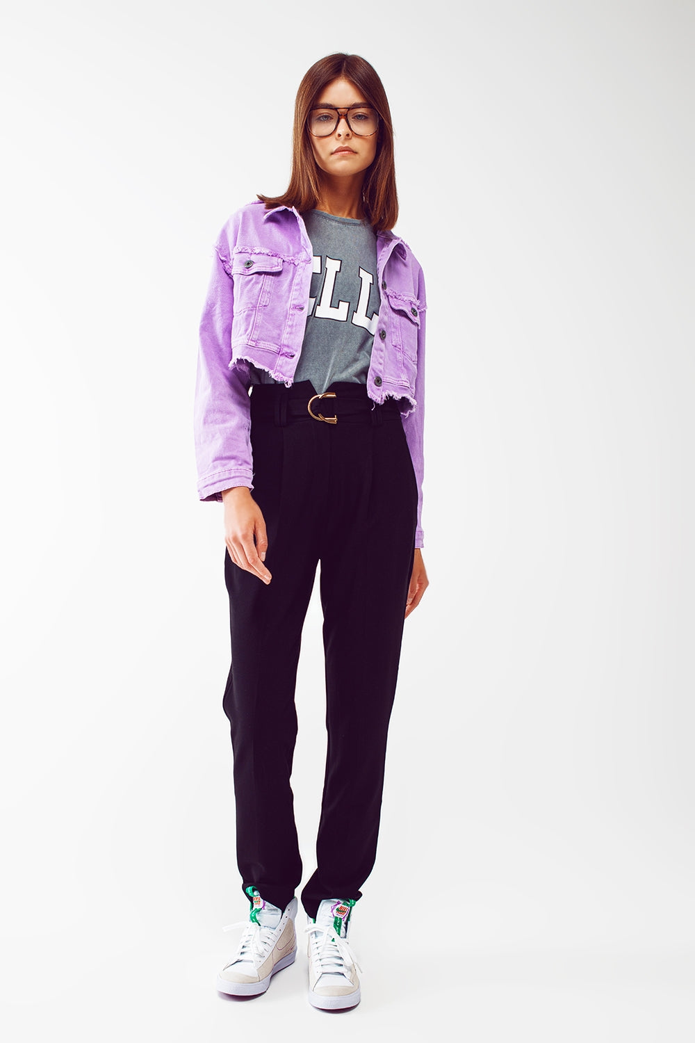 Chaqueta vaquera corta morada Q2