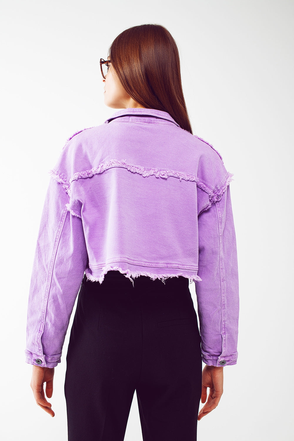 Chaqueta vaquera corta morada Q2