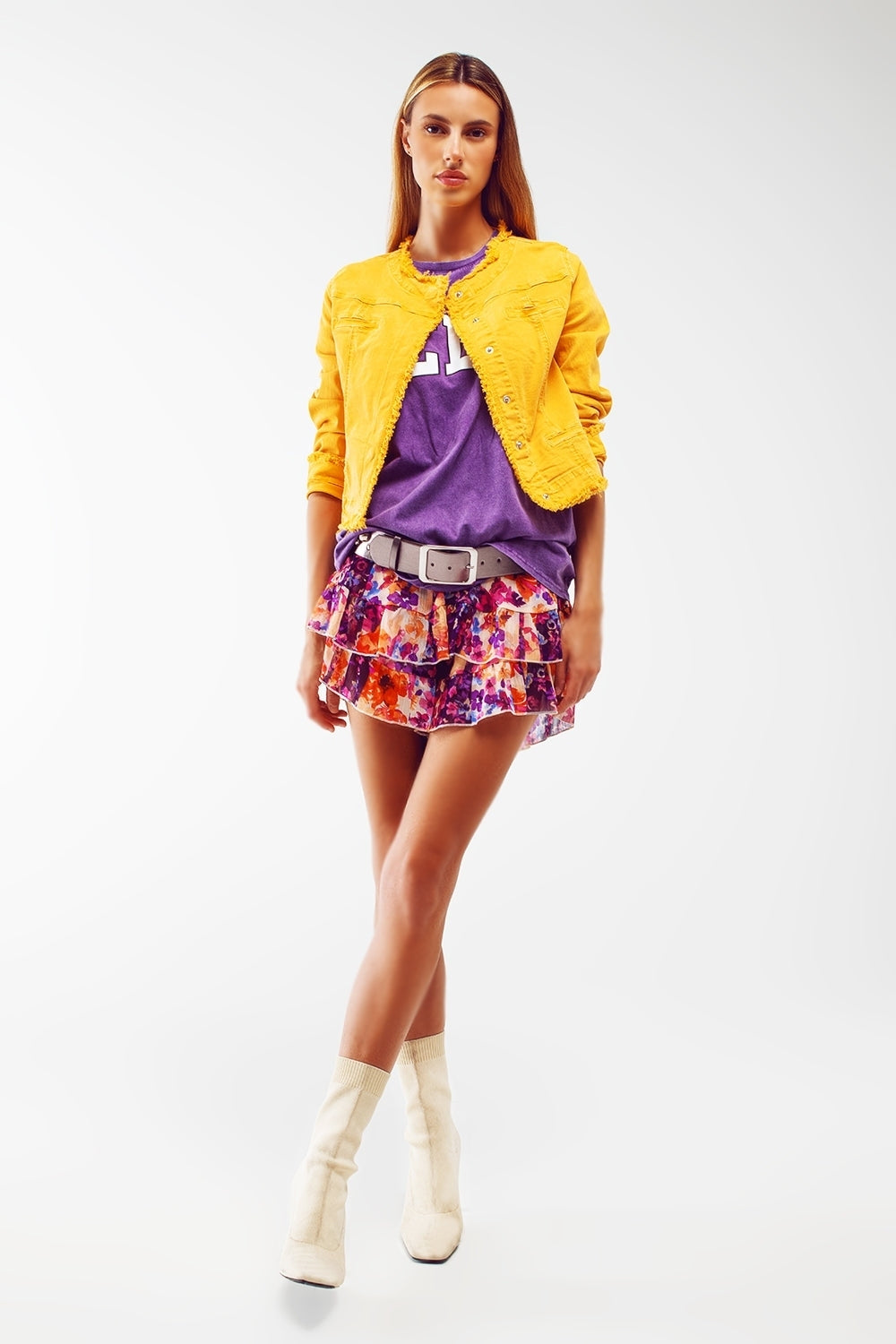 Chaqueta vaquera Frayed Ends en amarillo Q2