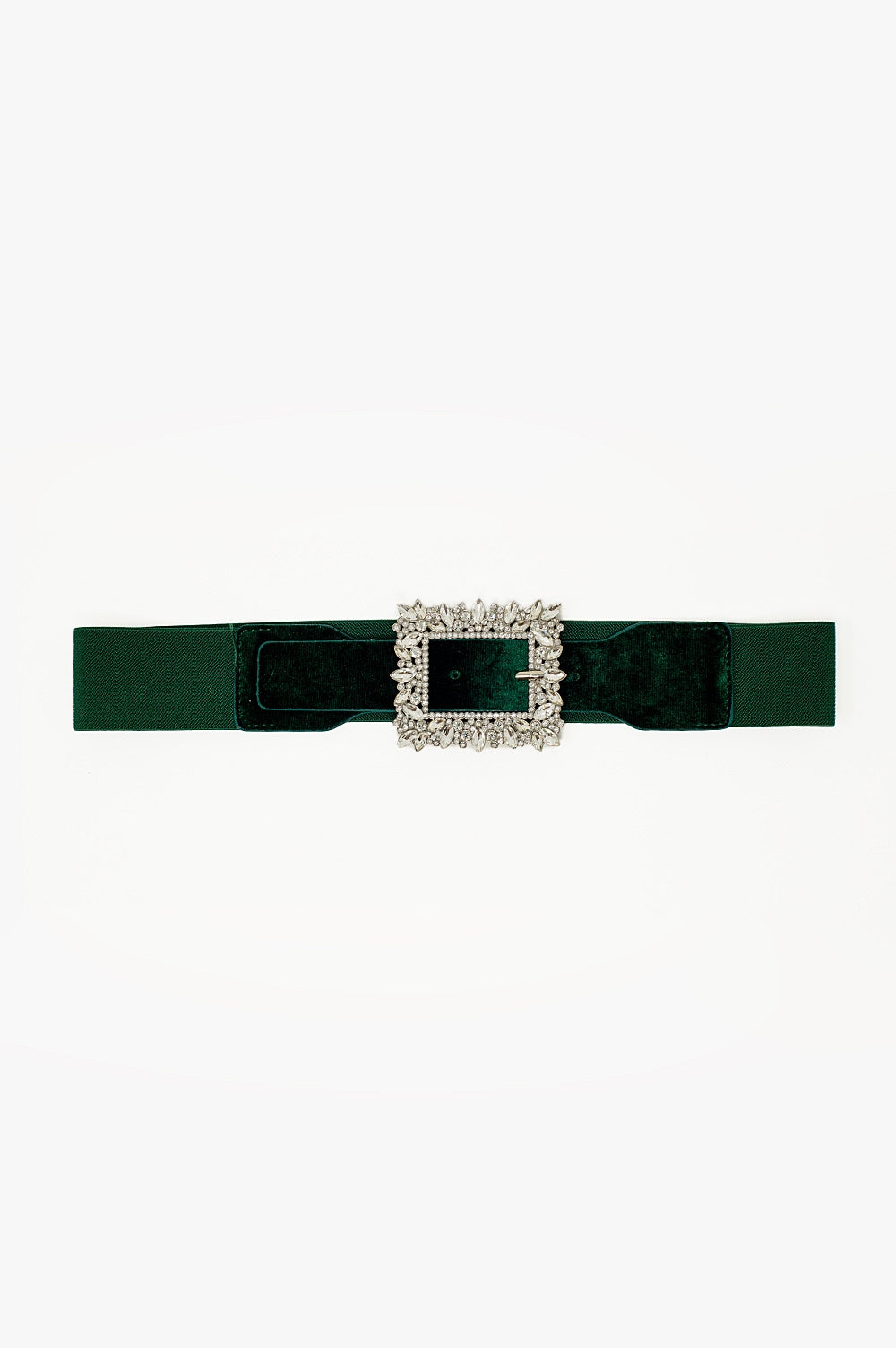 Cinturón verde con pedrería y elástico ajustable Q2