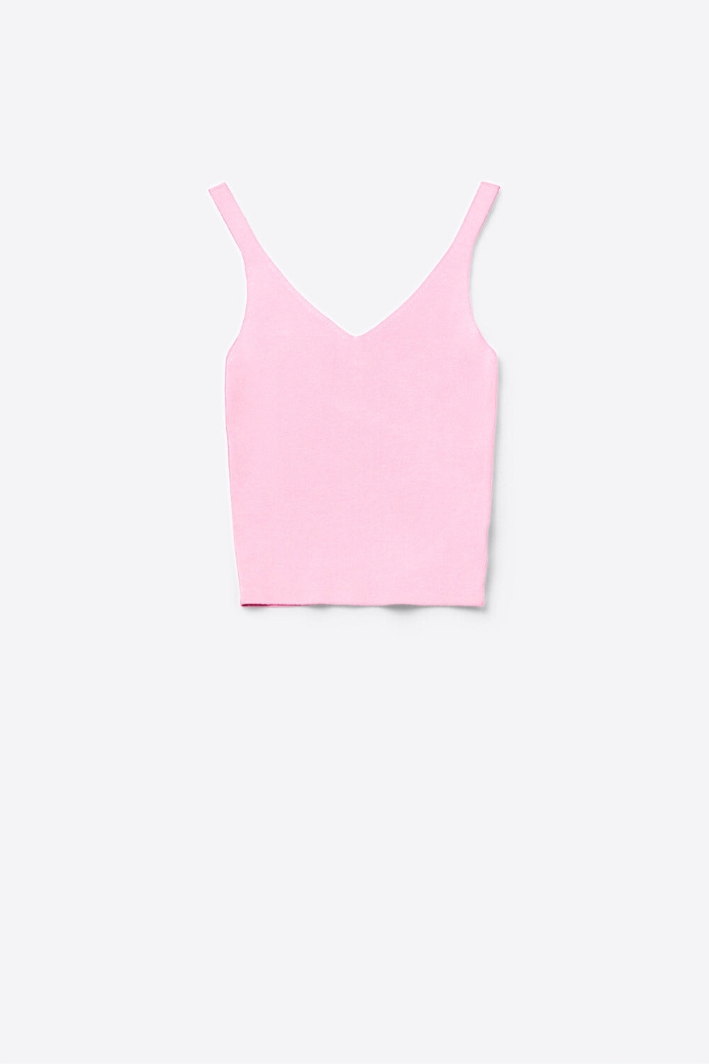 Cómoda camiseta de tirantes de punto acanalado en rosa Q2