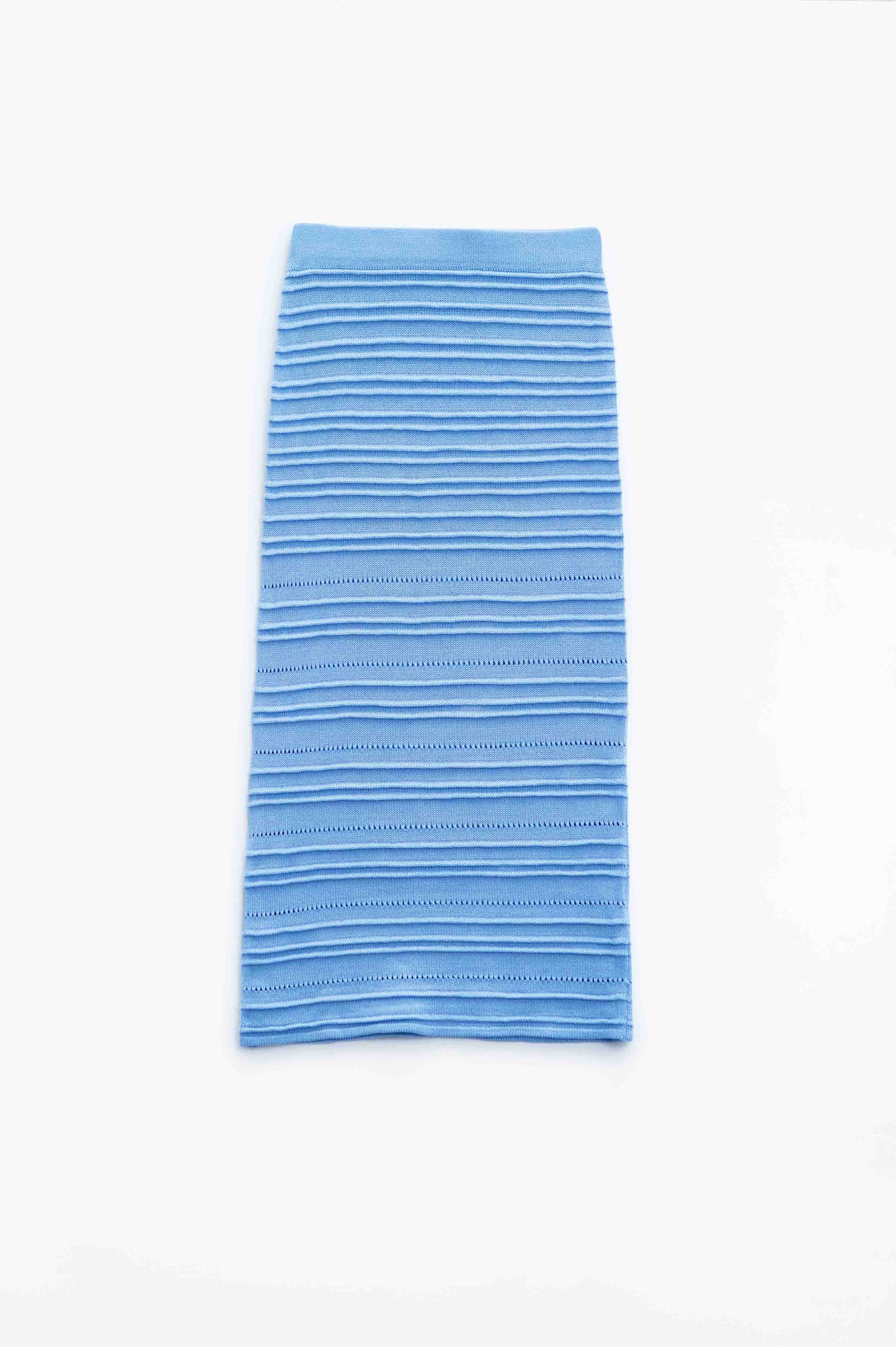 Falda lápiz Midi de punto en azul claro Q2