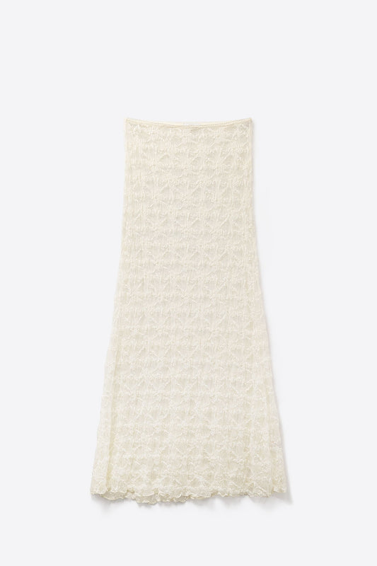 Q2 Falda larga blanca transparente de estilo bohemio