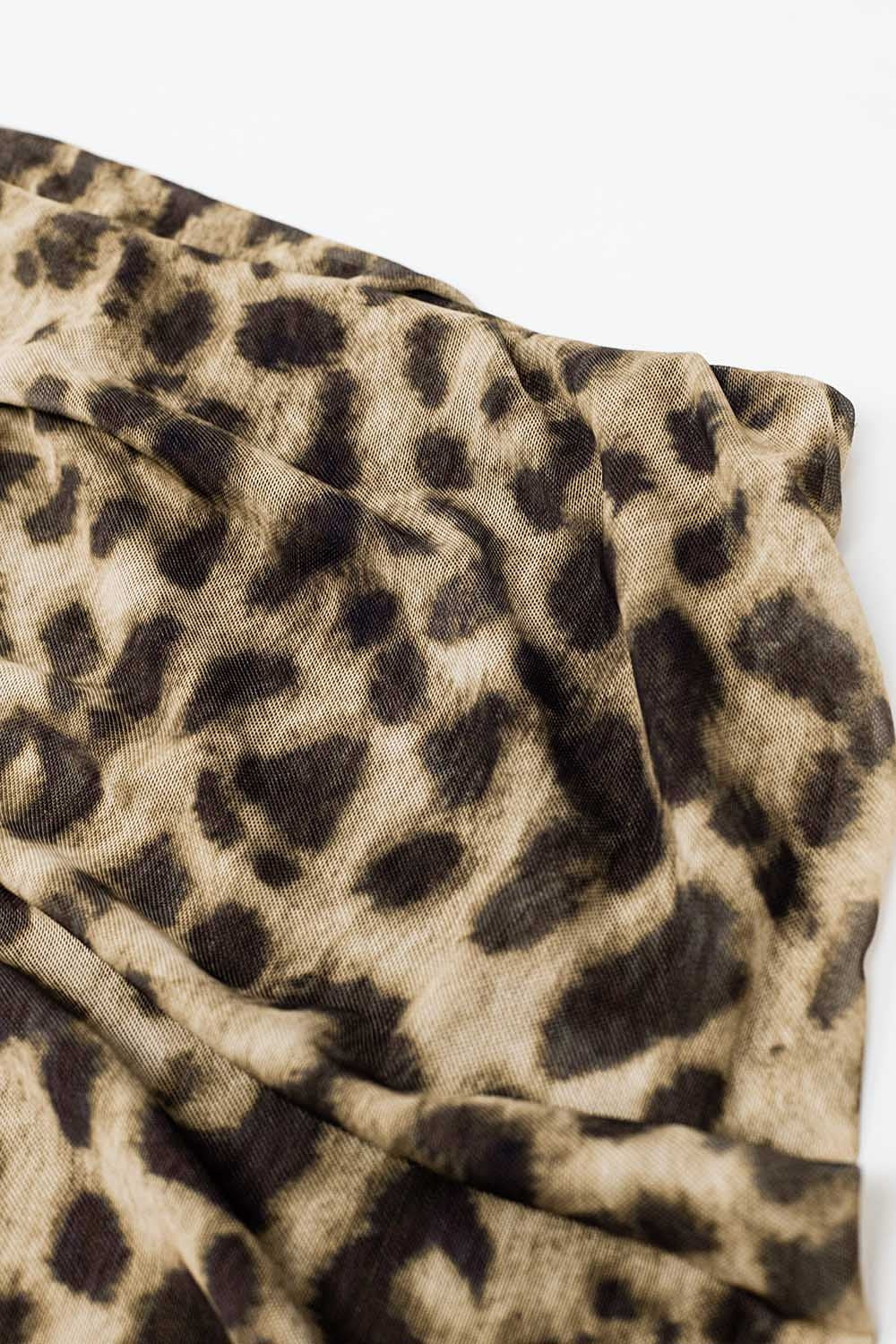 falda larga bodycon midi de leopardo transparente Q2