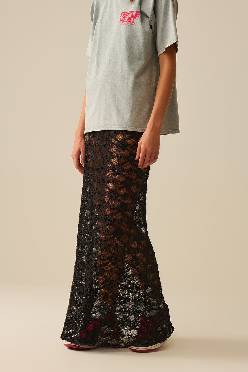 Falda larga negra estilo bohemio Q2