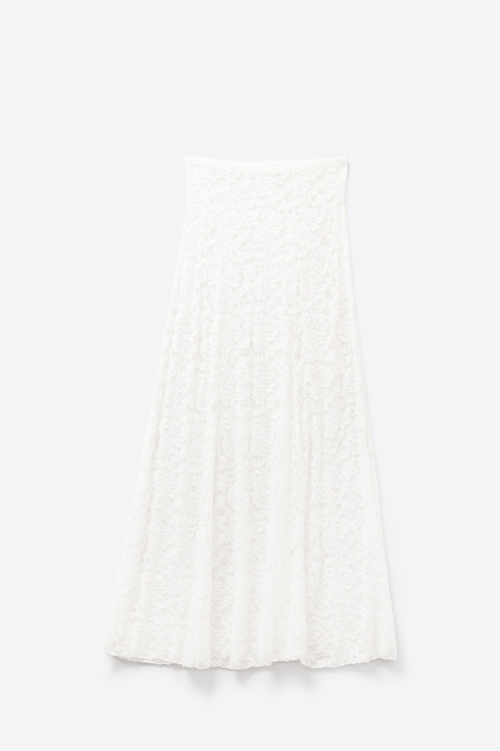 Q2 Falda maxi de encaje blanco con diseño floral