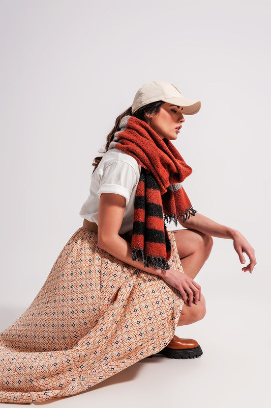 Q2 Falda midi con estampado geométrico estilo años 90