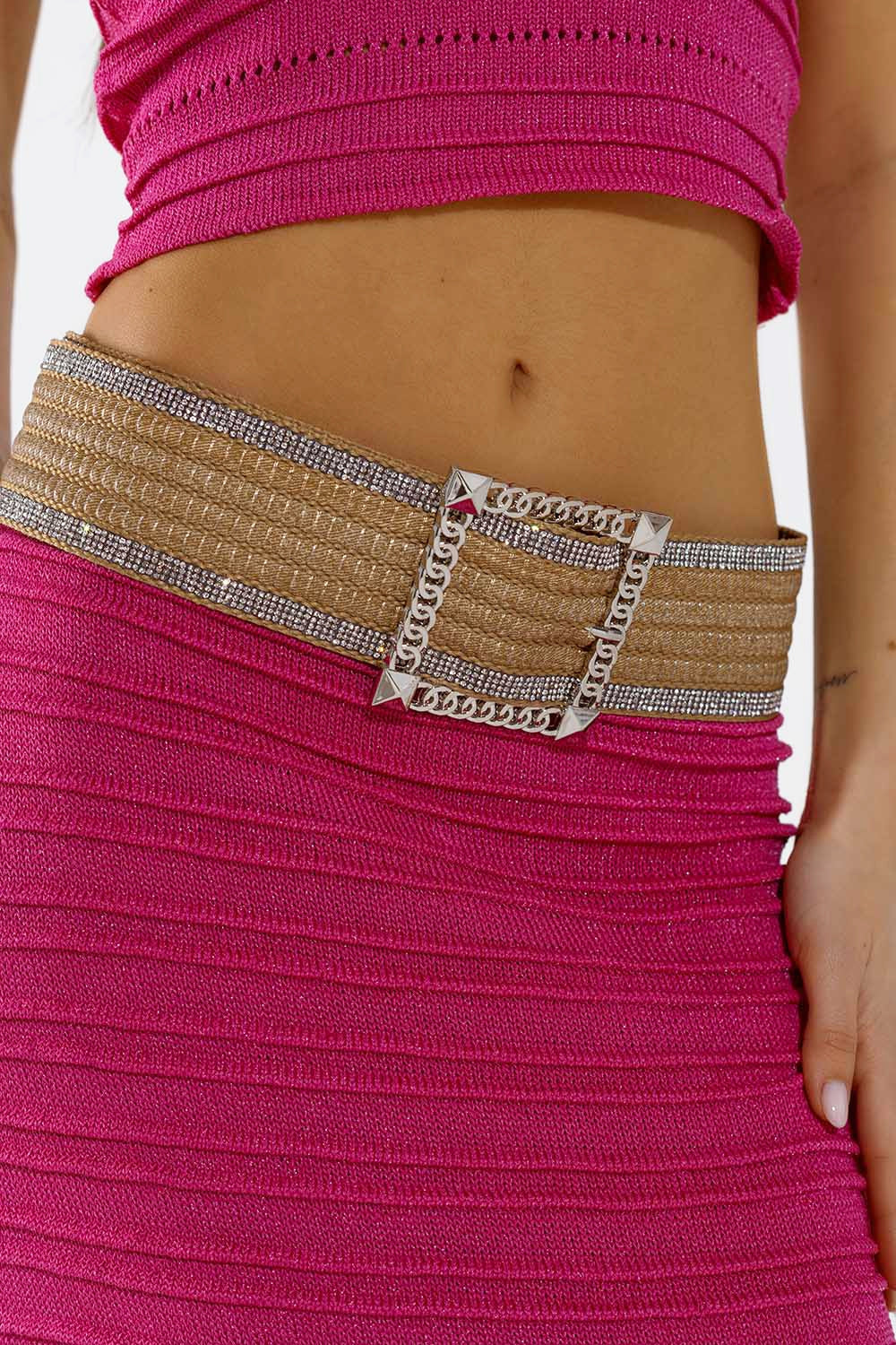 Falda midi de punto en fucsia Q2
