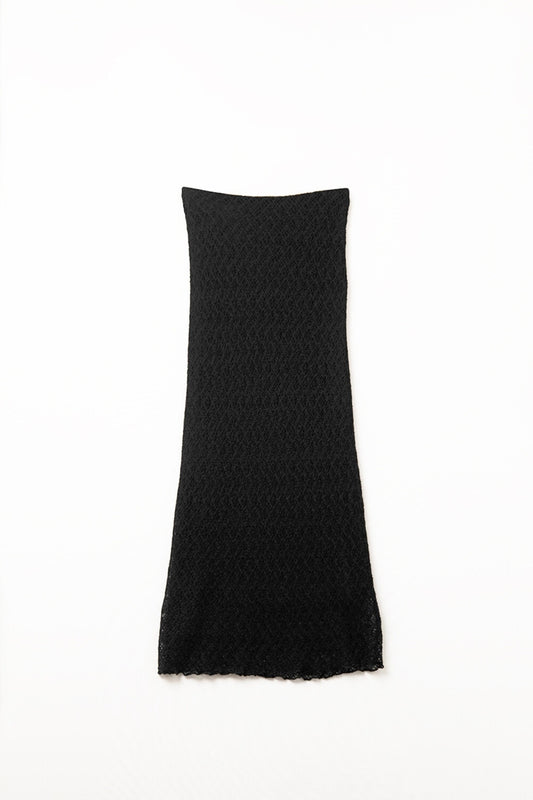 Q2 Falda Midi de Punto Forrada en Negro
