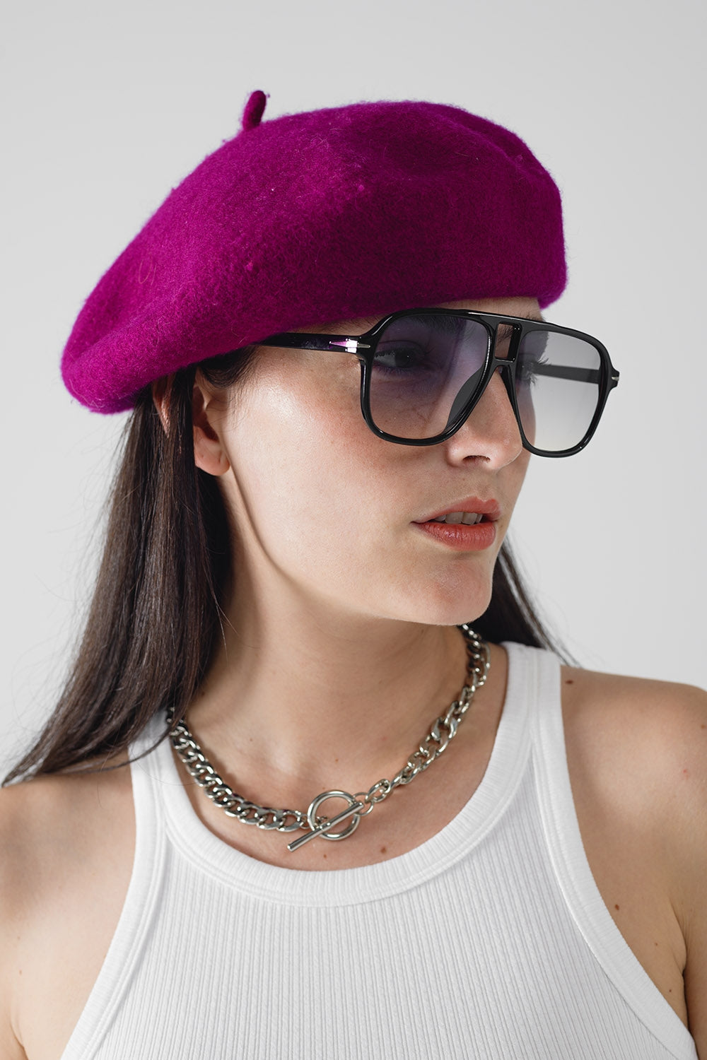 Gafas de Aviador Ovaladas con Lente Azul Ahumado en Negro Q2