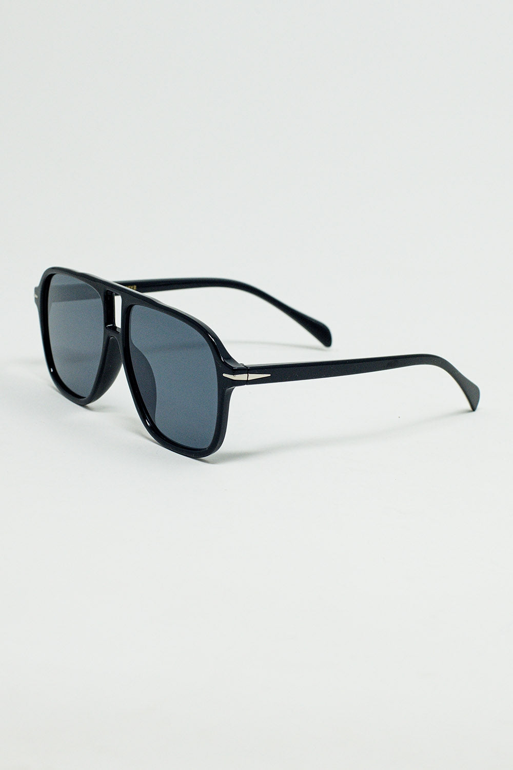 Gafas de Aviador Ovaladas con Lente Negra Ahumada en Negro Q2
