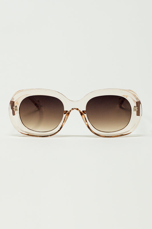 Q2 Gafas de sol circulares oversize en blanco traslucido