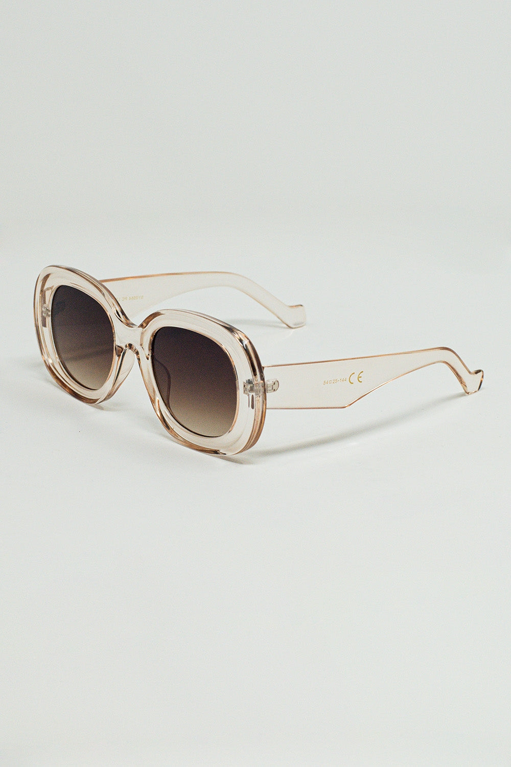 Gafas de sol circulares oversize en blanco traslucido Q2