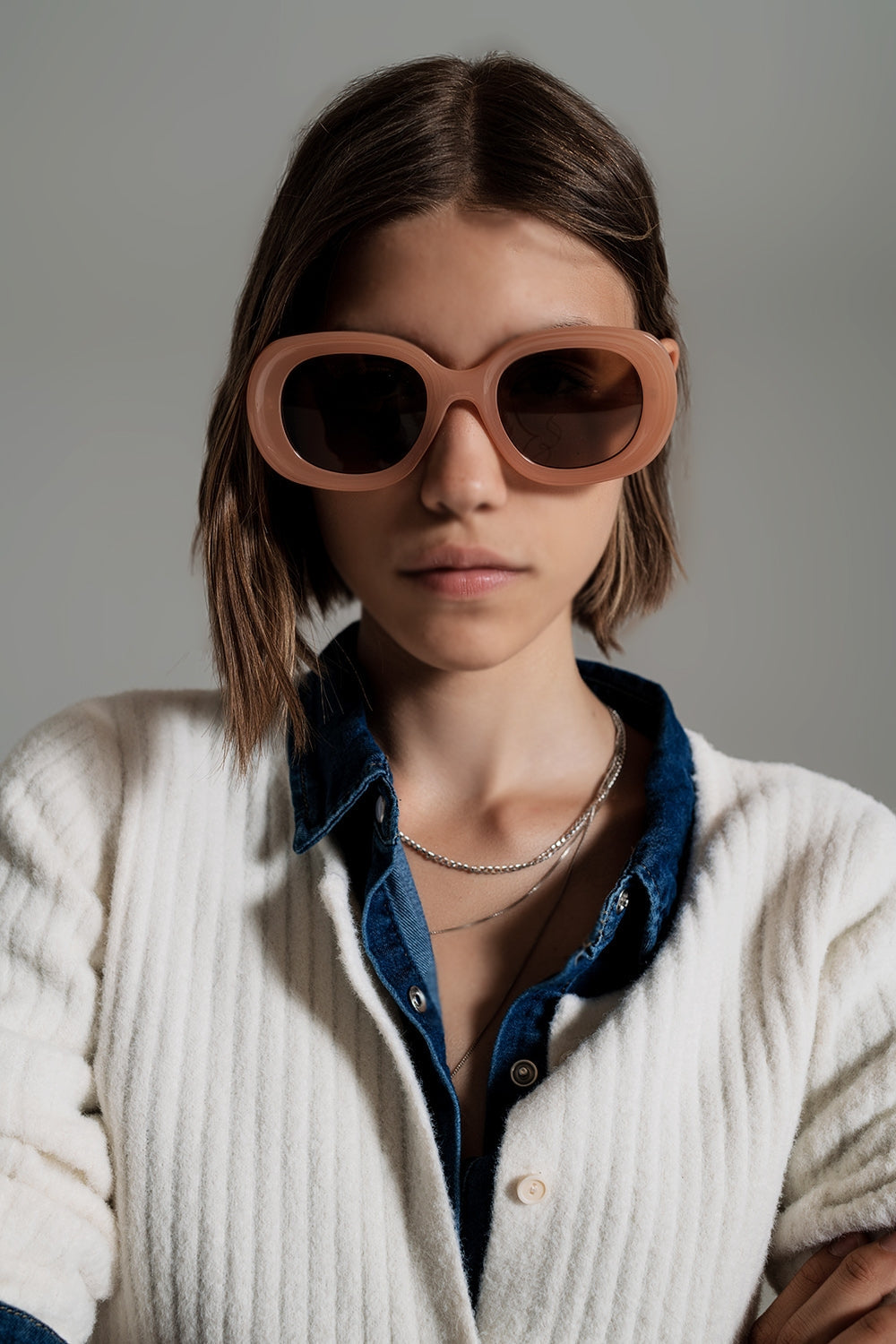 Gafas de sol circulares y grandes en marron Q2